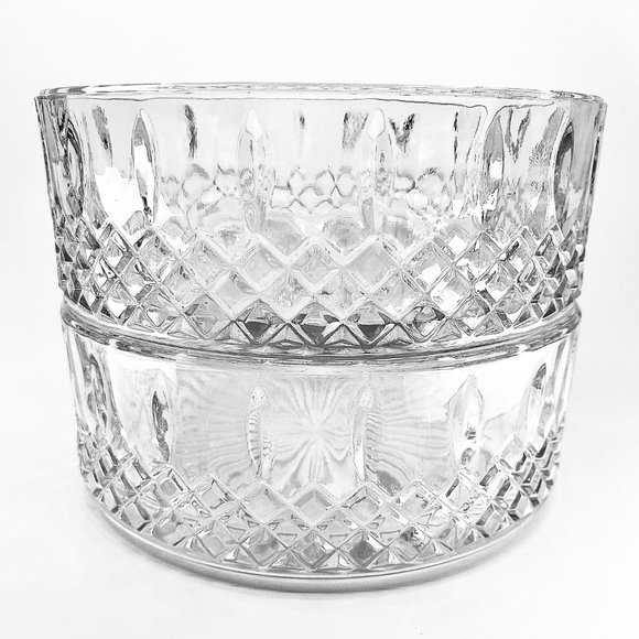 Set of 2 Vintage Indiana Glass Co Princess Clear Diamond Cut Glass Candy Bowls - Picture 9 of 11